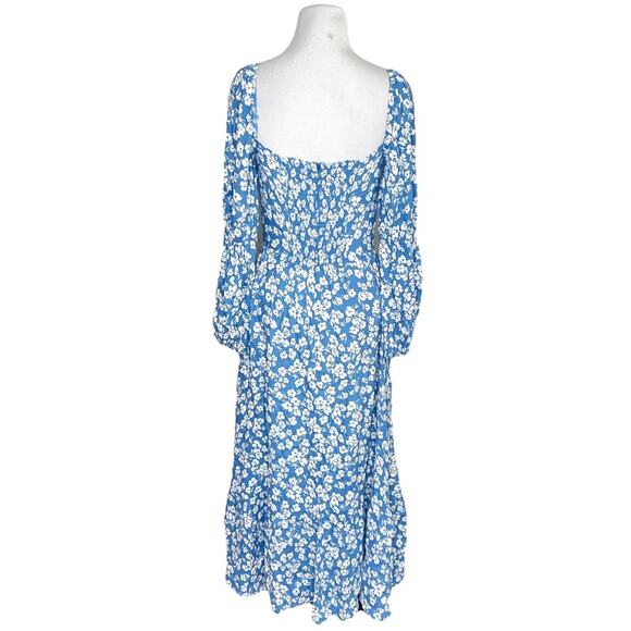 Reformation Mica Square Neck Floral Midi Dress in Daniella Blue White Size 4 - Picture 6 of 8